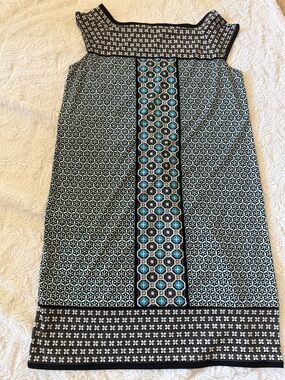 Max Studio Black, Teal & White Geometric Print Dress
